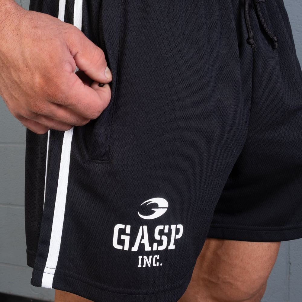 2 Stripe Standard Mesh Shorts 4" - Black/White - imagem 4