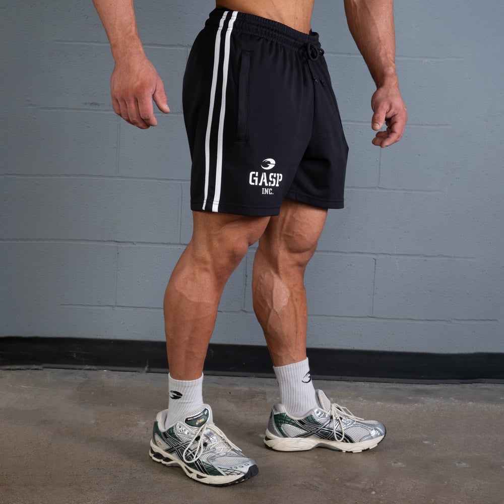 2 Stripe Standard Mesh Shorts 4" - Black/White - imagem 1