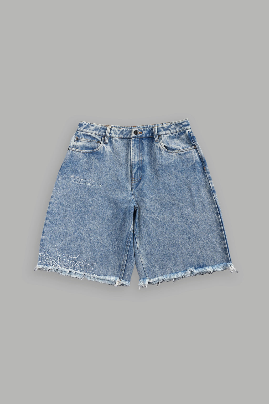 Sashiko Webs Ash Denim Jean Short in Light Wash