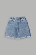 Sashiko Webs Ash Denim Jean Short in Light Wash