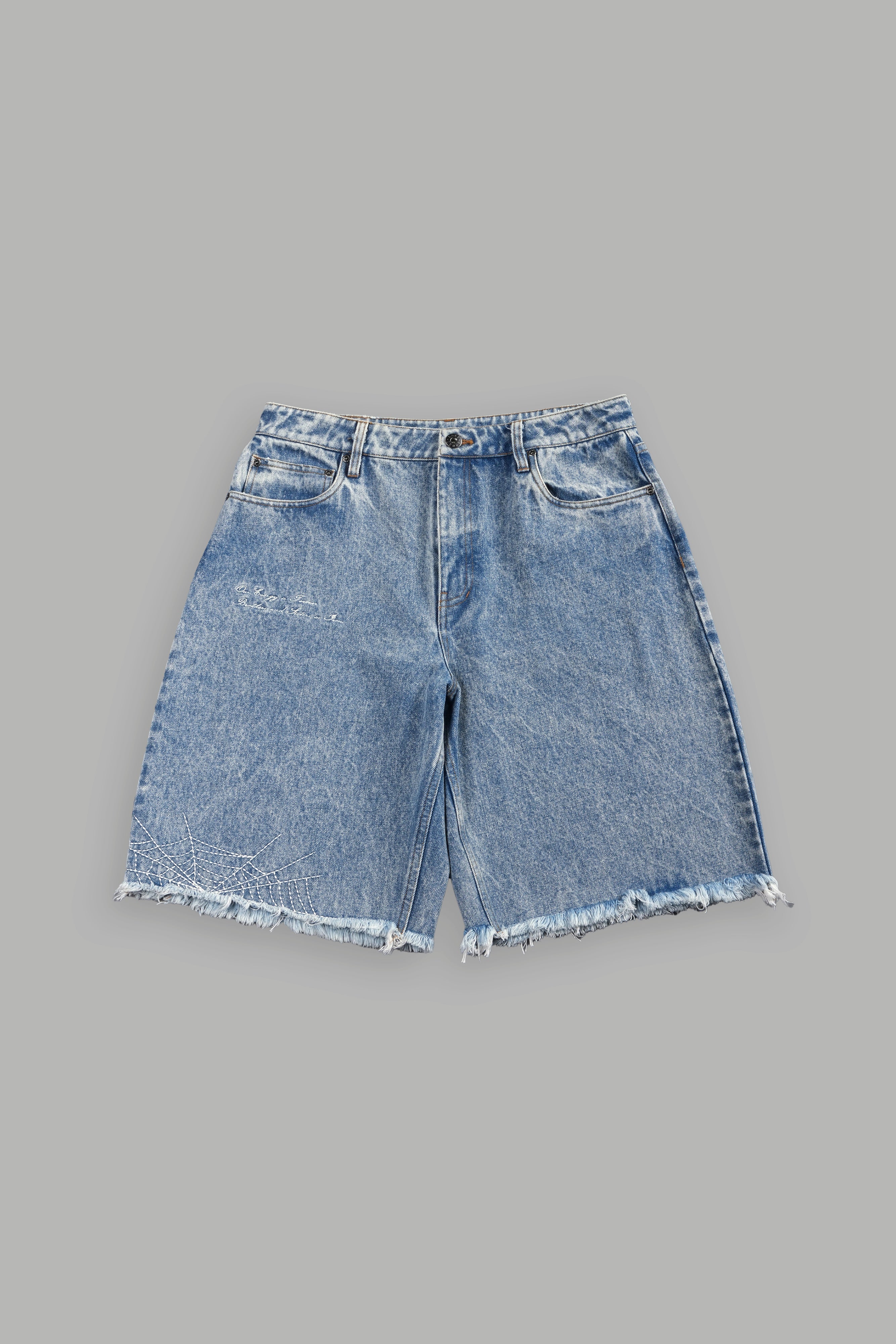 Sashiko Webs Ash Denim Jean Short in Light Wash