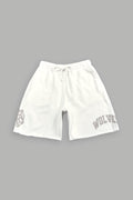 Loyalty Frvr Raw Hem Oversized Post Lounge Sweat Shorts in Cream — imagem 1