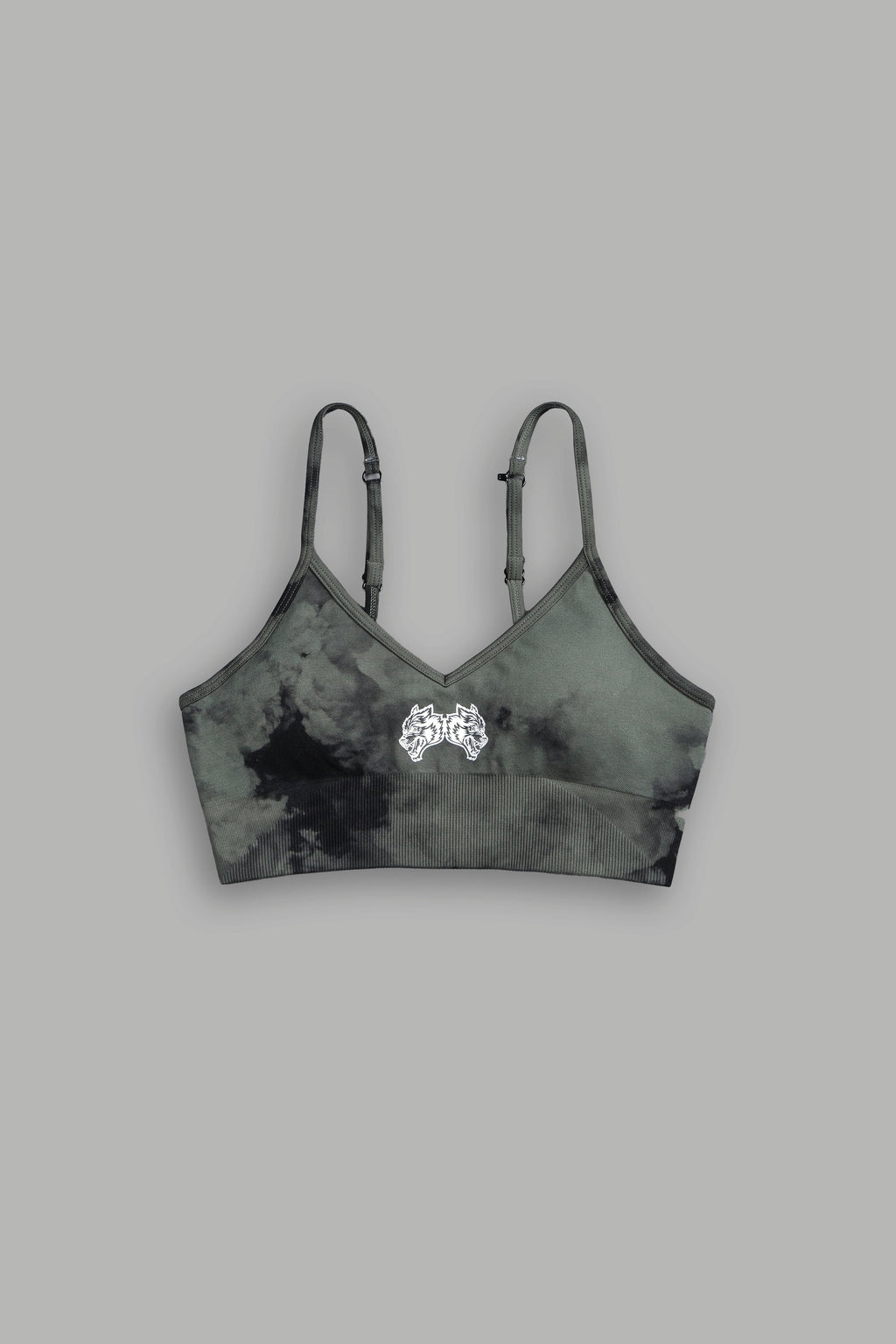 IYKYK "Everson Seamless" Sports Bra in Hunter Green Ghost Clouds — imagem 3