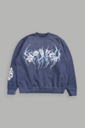 Studded Mantra London Crewneck In Storm Blue Super Sun Fade