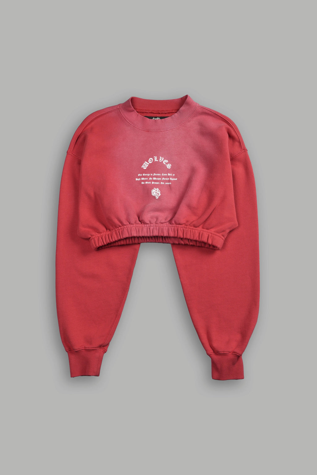 Her Darcness "Gwen" (Cropped) Crewneck in Roman Red Tonal Sun Fade — imagem 3