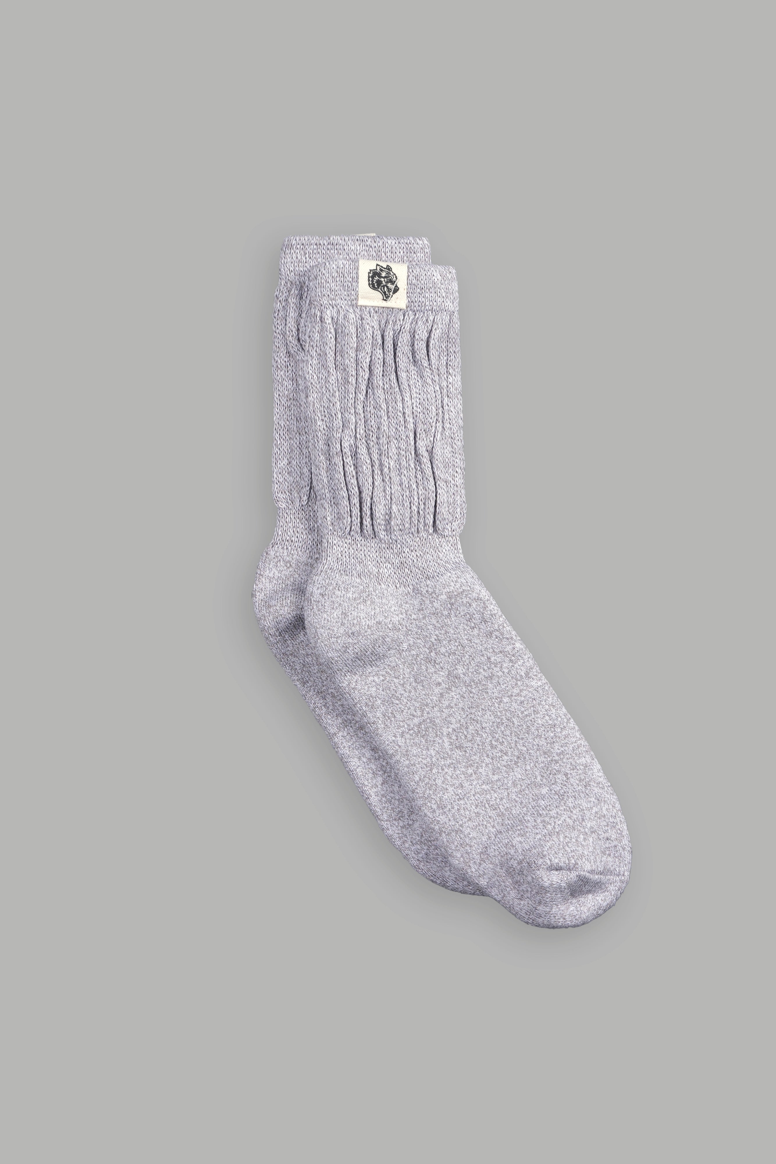 Wolf Patch V2 Comfy Socks in Heather Gray — imagem 1