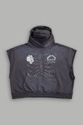 Bones Destroyed Grunge Gage Cap Sleeve Hoodie in Wolf Gray Drift Wash — imagem 1