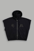 SSDDNFGU Moth Creed Cap Zip Hoodie in Black — imagem 1