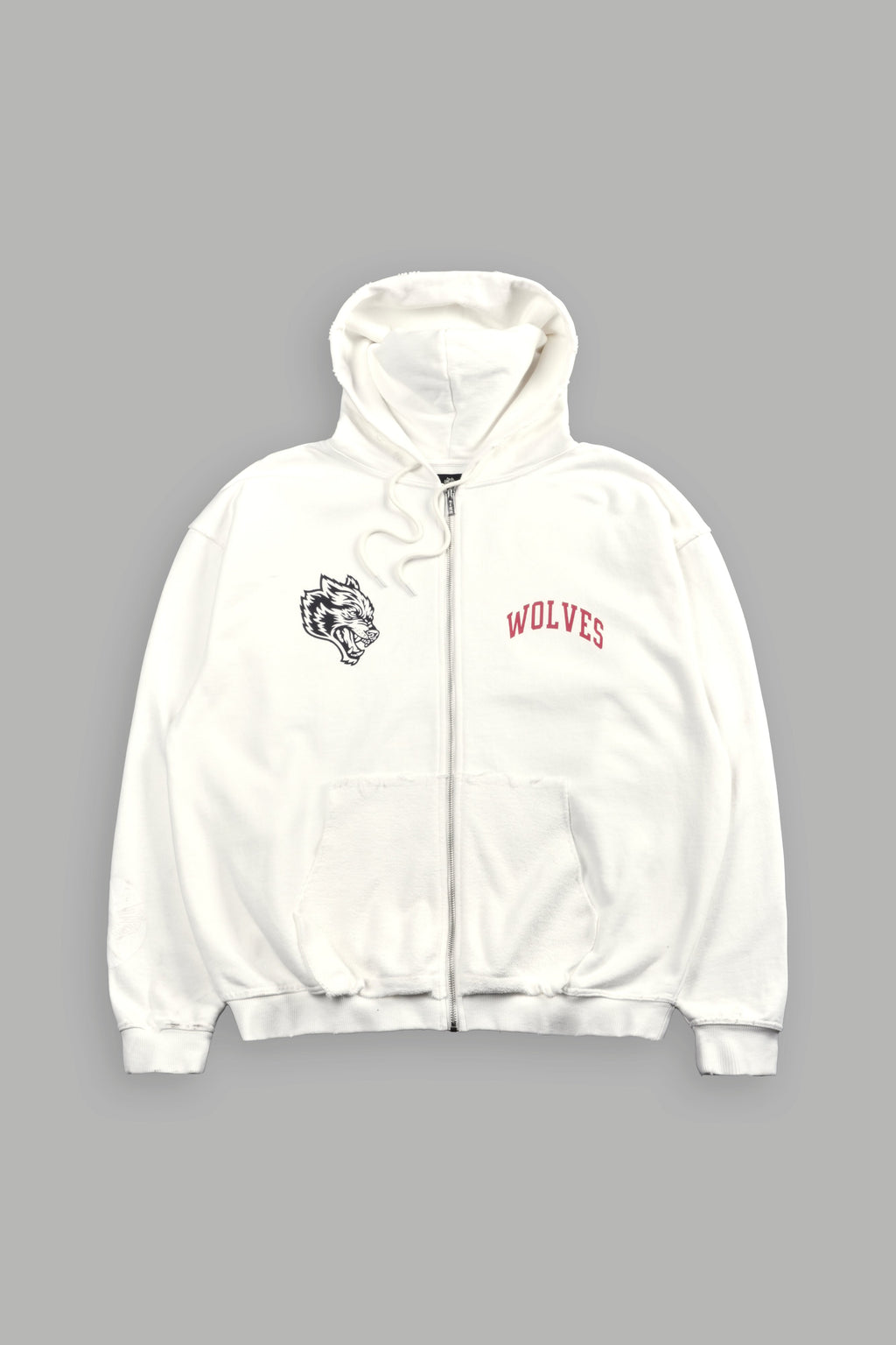 La Ca Frvr Grunge Moatis Zip Hoodie in Cream — imagem 3