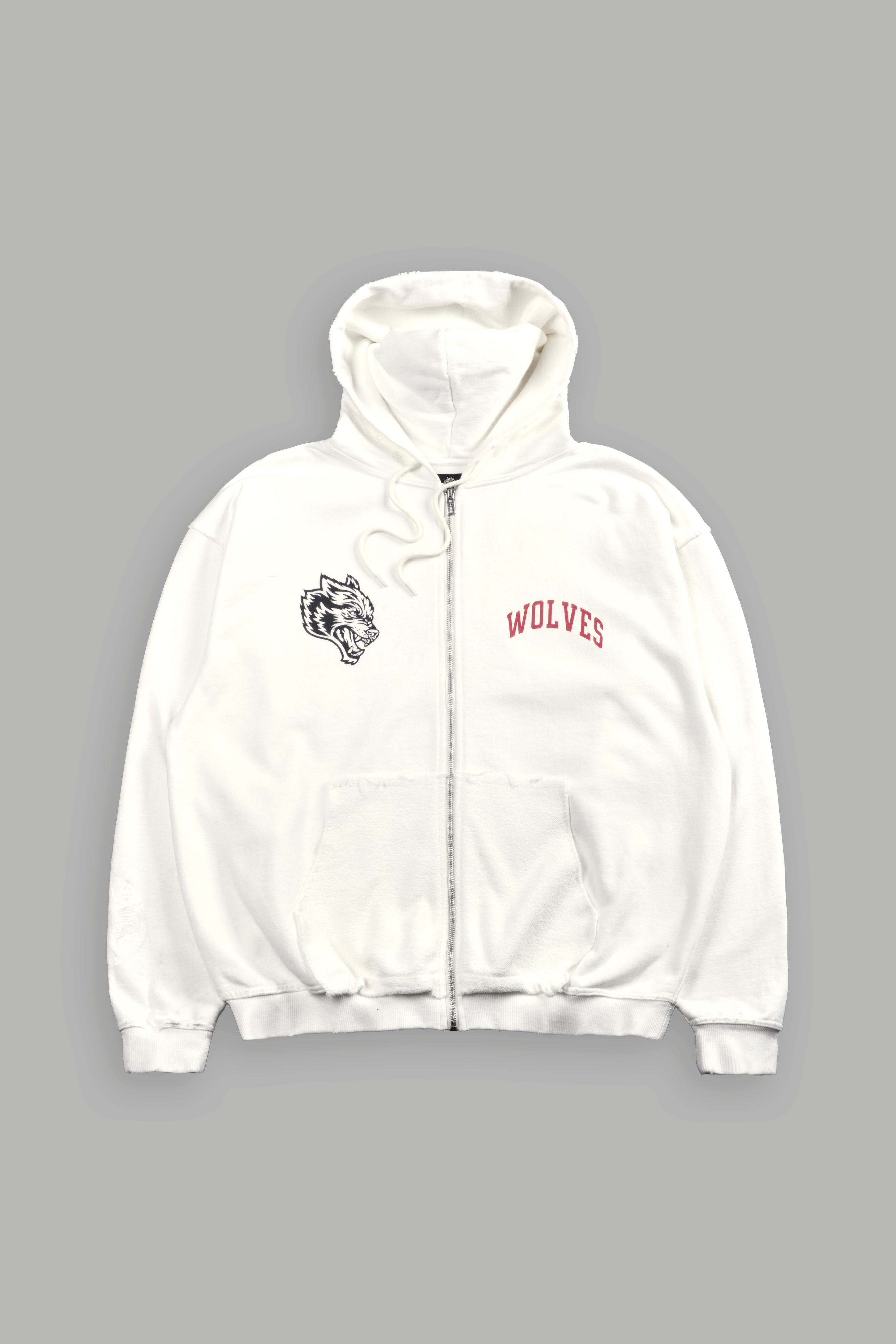 La Ca Frvr Grunge Moatis Zip Hoodie in Cream — imagem 3