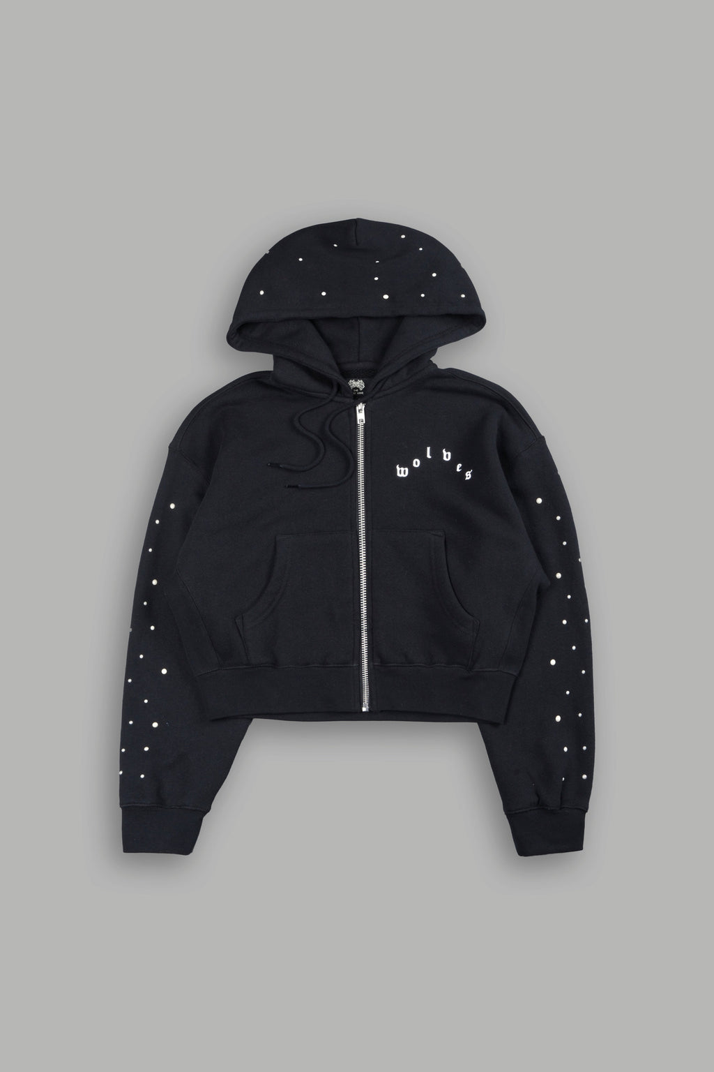 She Pearls Premium Sage Cropped Hoodie In Black — imagem 6