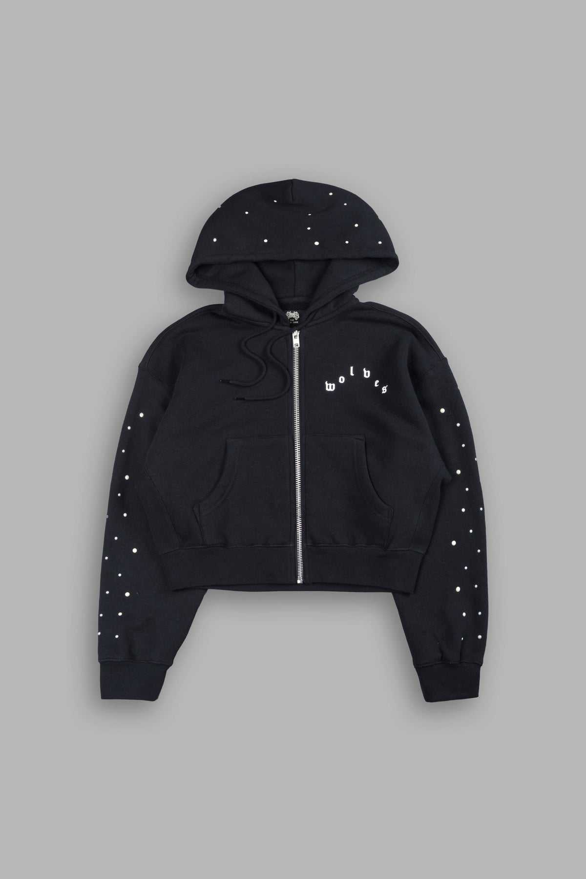 She Pearls Premium Sage Cropped Hoodie In Black — imagem 6