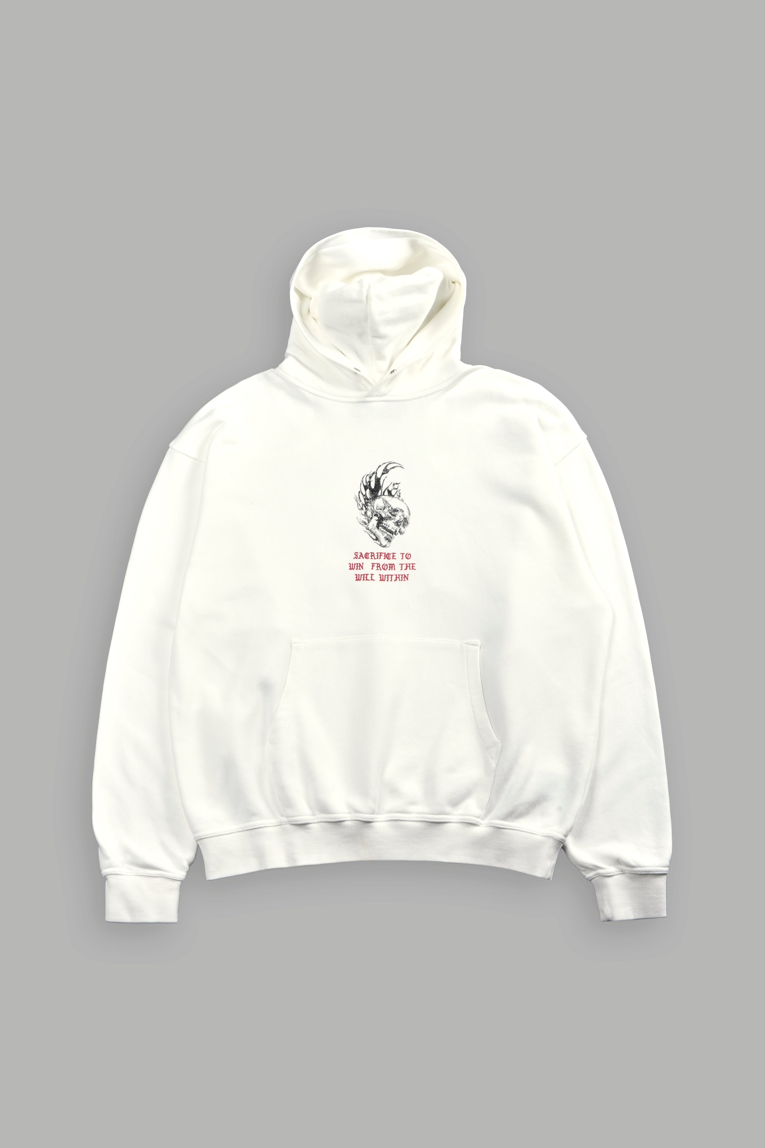 Flame Skull Pierce Hoodie in Cream — imagem 3