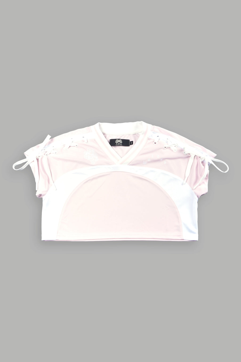 Wolf Pyramid She Laced Crop Jersey Top In Blush Pink - imagem 5