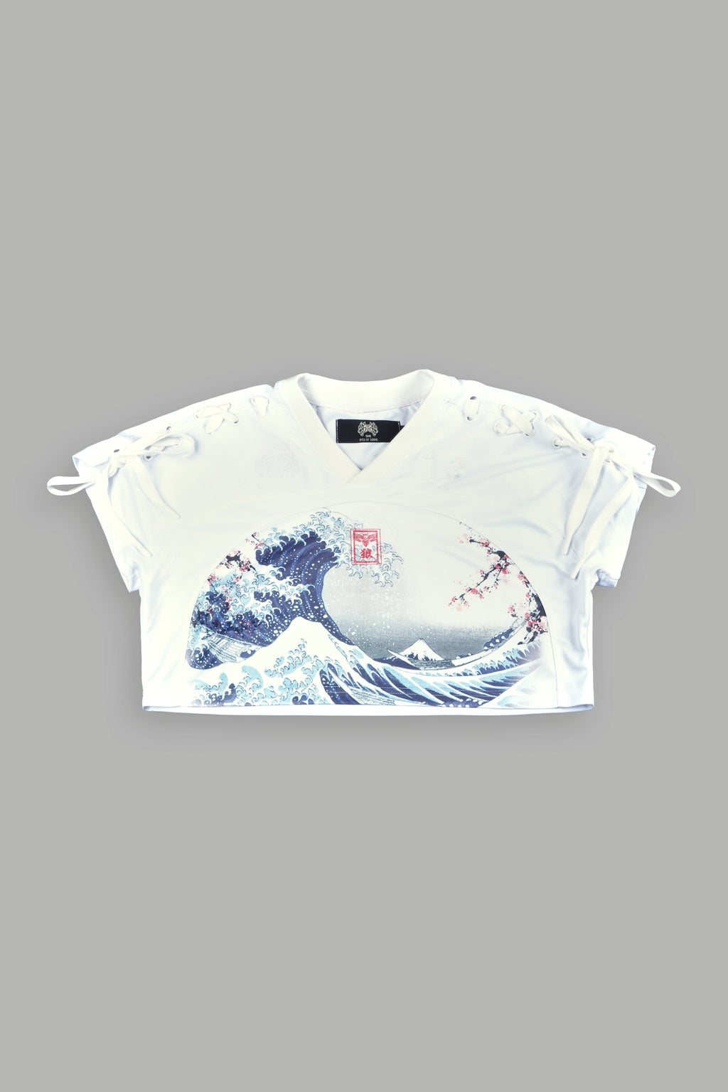 She Wave She Laced Crop Jersey Top in White — imagem 7