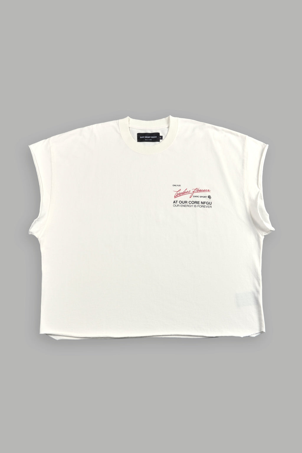 At Our Core "Grunge" Cut Off Tee in Cream — imagem 3