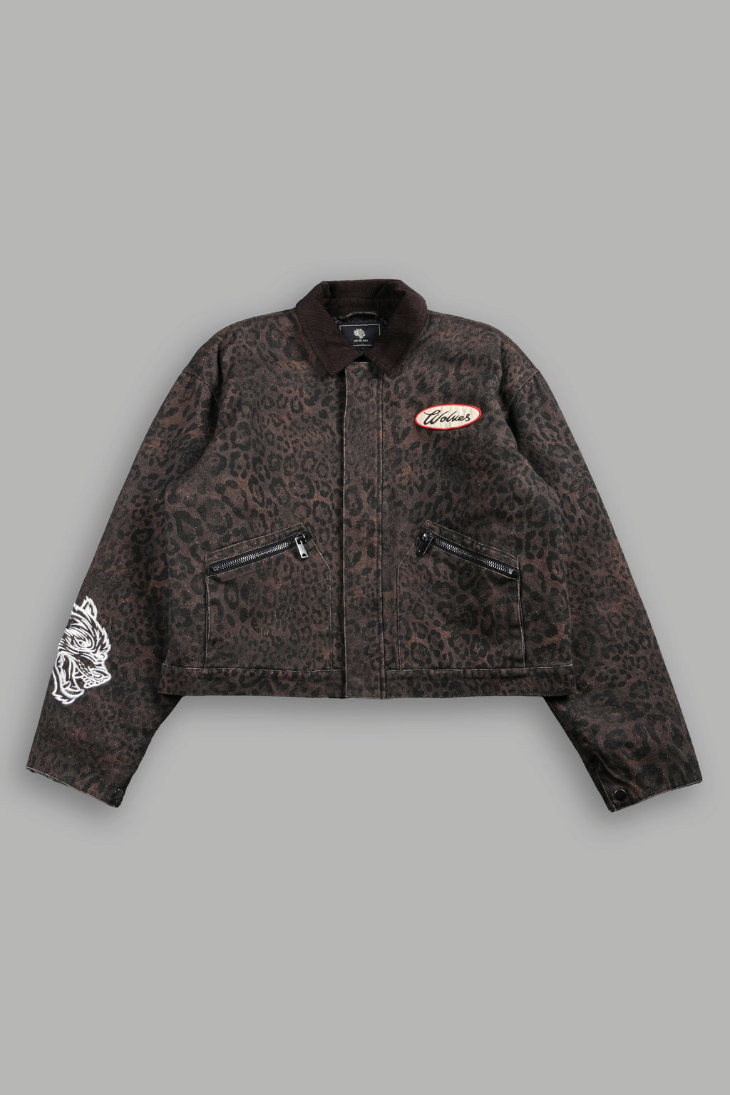 Wolves Script Patch Earl Jacket in Darc Brown Leopard