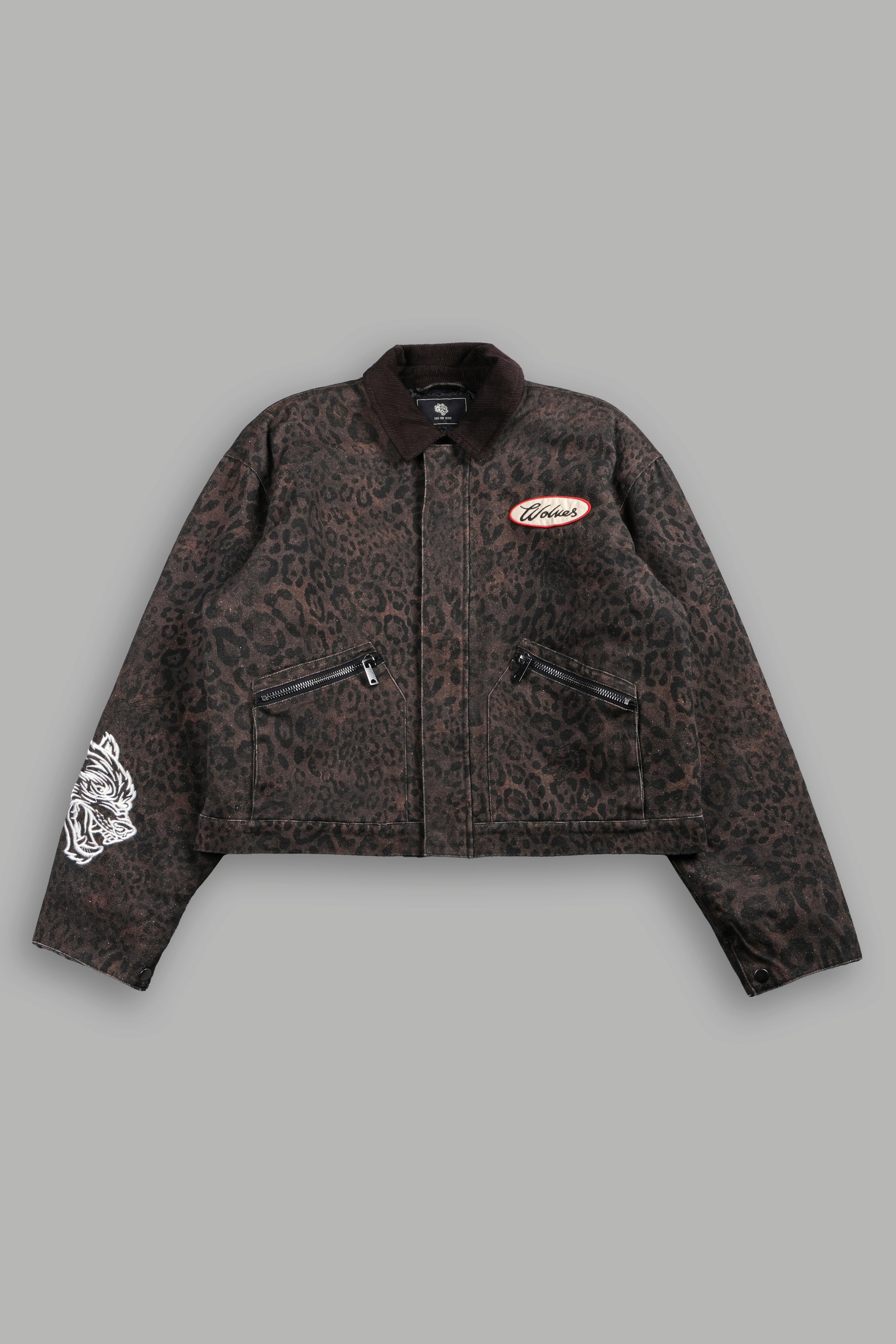 Wolves Script Patch Earl Jacket in Darc Brown Leopard