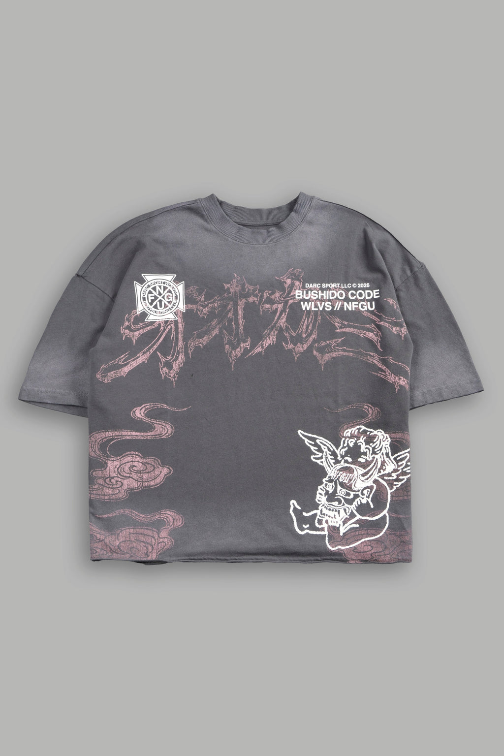 Gates Inferno Premium Raw Hem Box Cut Tee in Slate Gray Drift Wash — imagem 3
