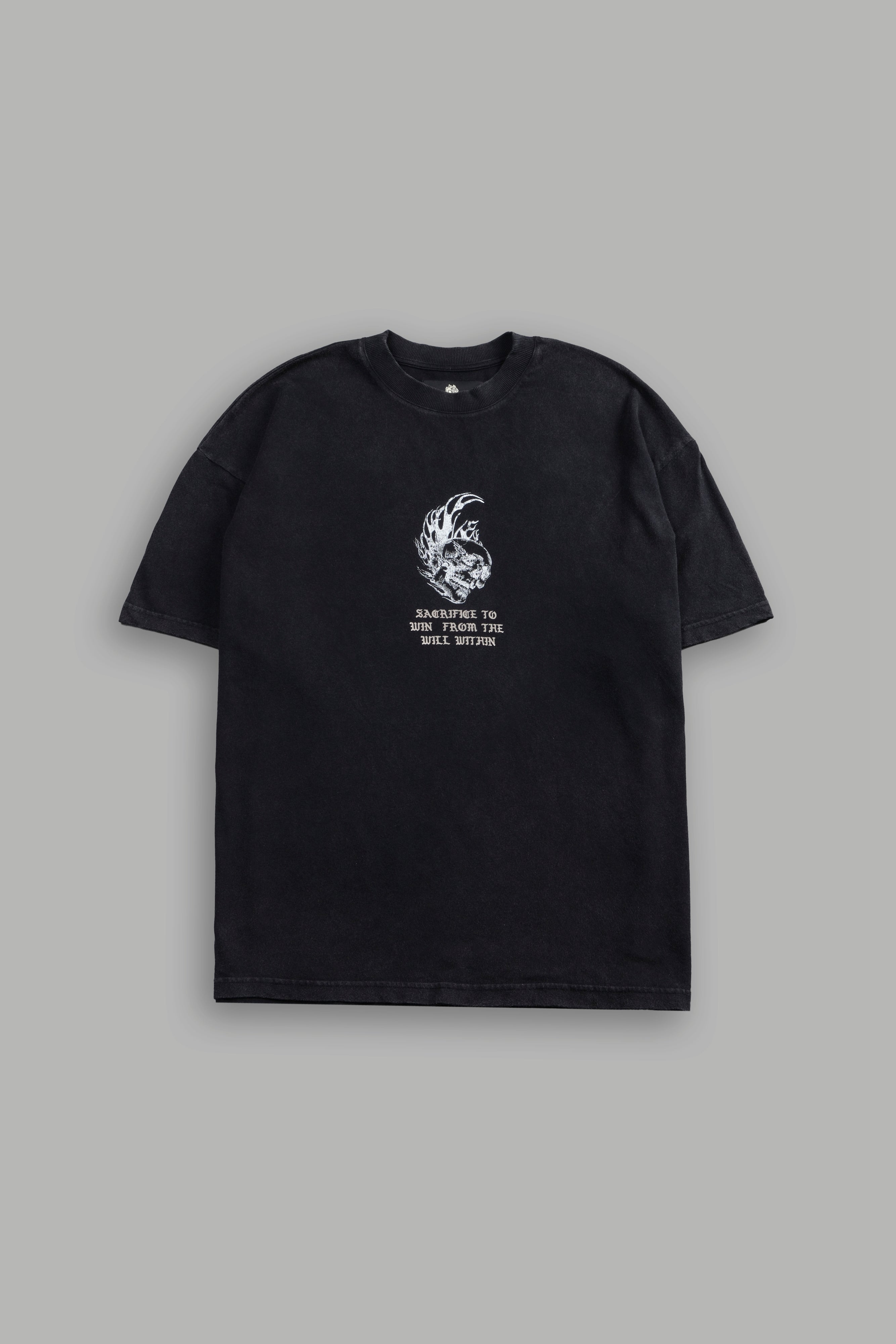 Flame Skull Premium Oversized Tee in Black — imagem 3