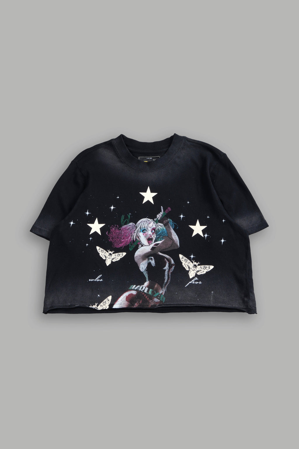 She's a Star "Premium" Oversized Cropped Tee in Black Drift Wash — imagem 3