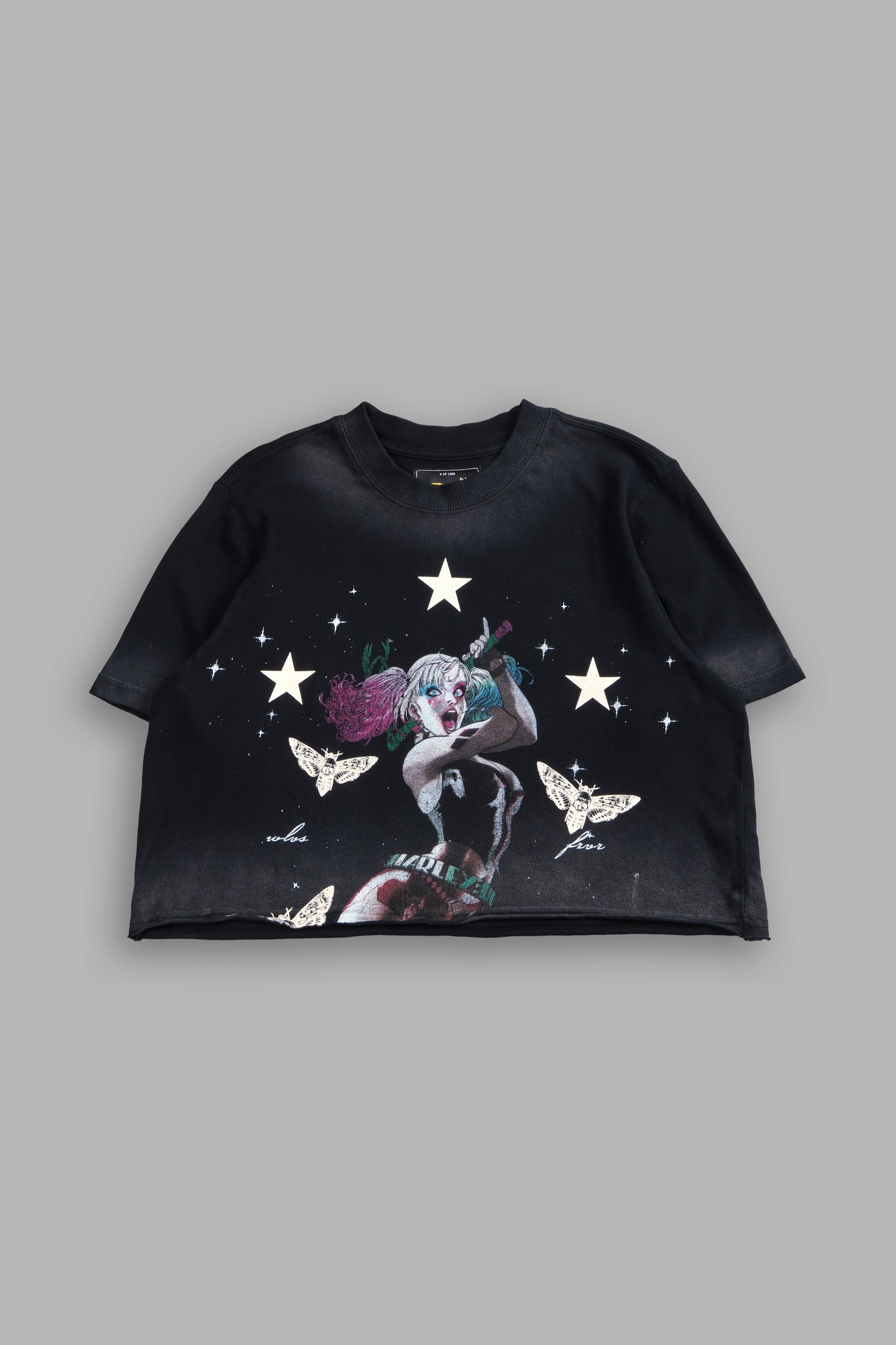 She's a Star "Premium" Oversized Cropped Tee in Black Drift Wash — imagem 3
