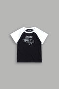 Dont Sleep Lina Raglan Baby Tee In Black/White