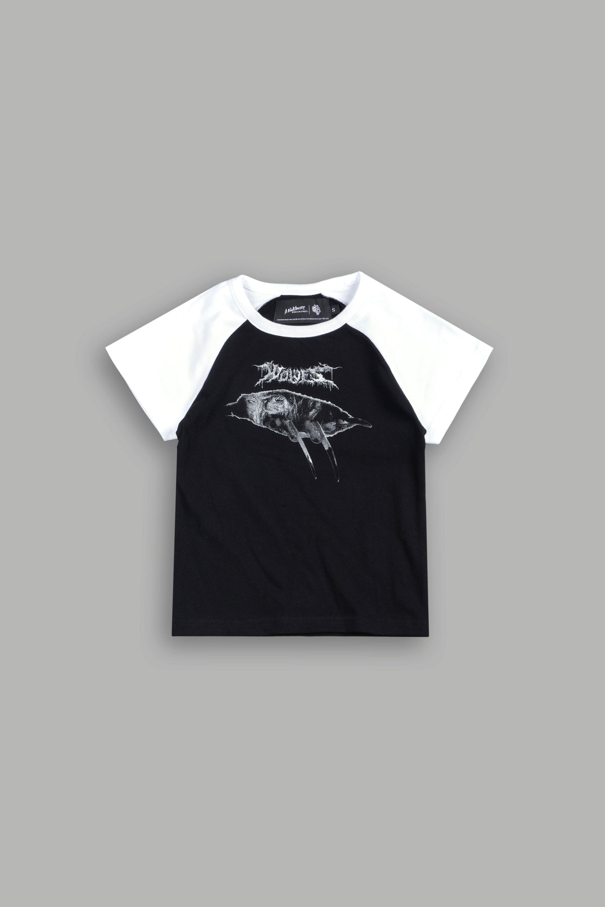 Dont Sleep Lina Raglan Baby Tee In Black/White