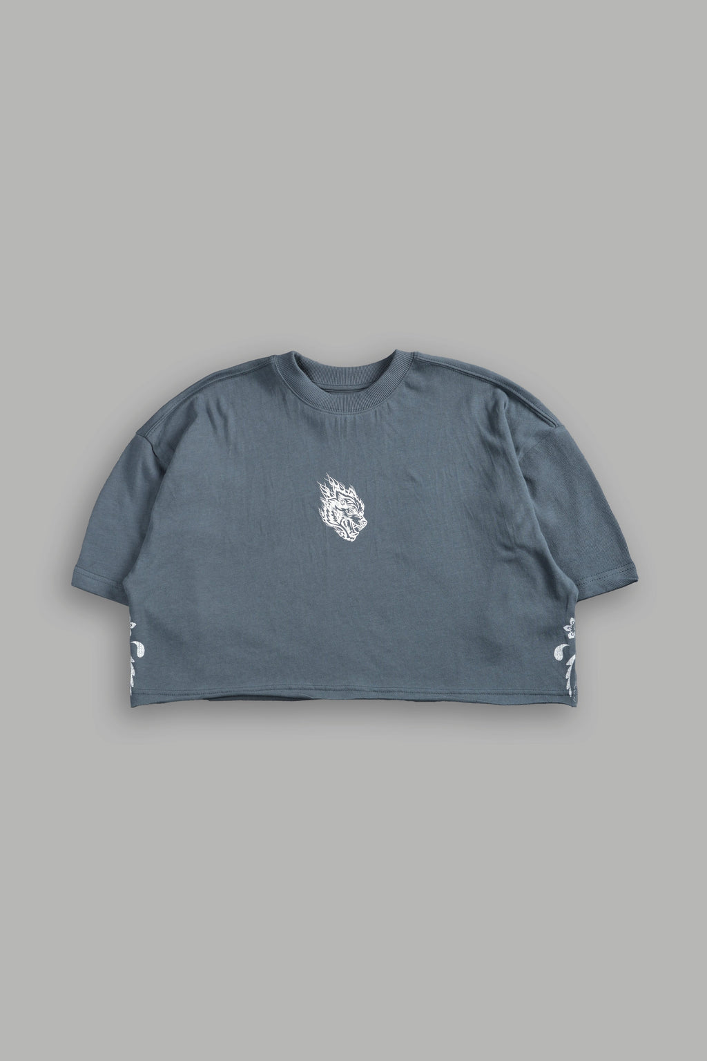 Faded Paisley Premium Oversized Cropped Tee in Greek Stone — imagem 5