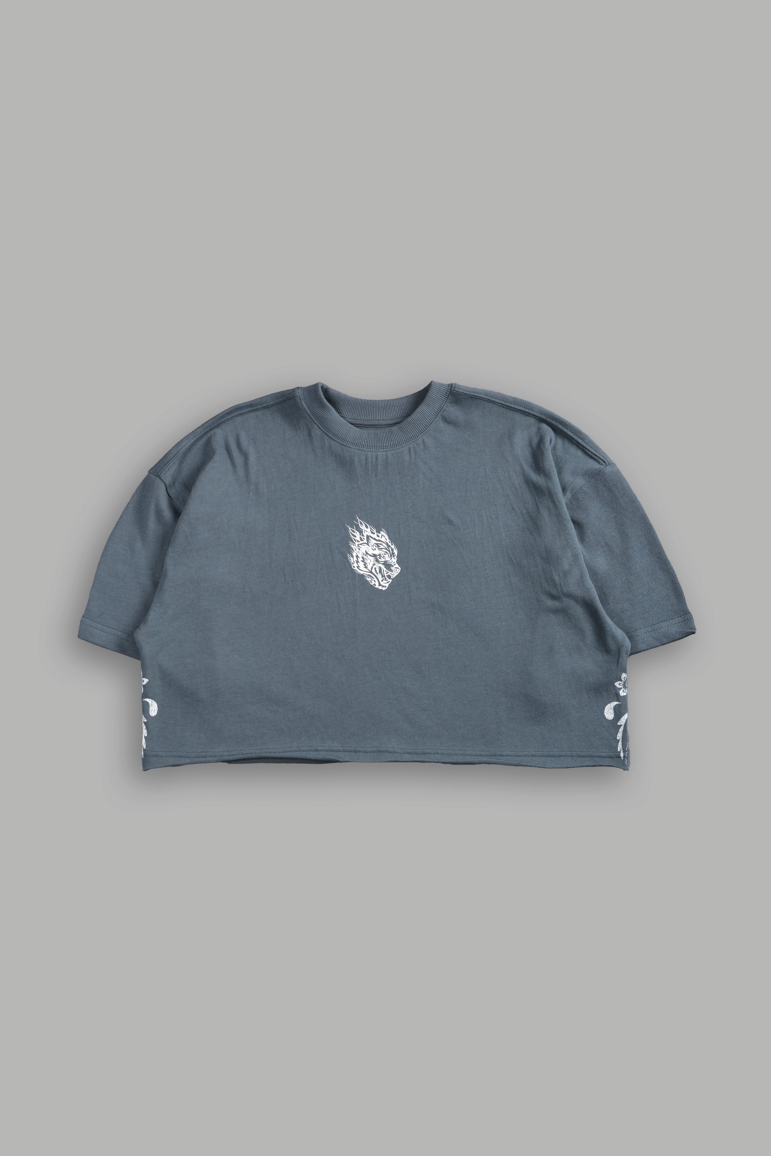 Faded Paisley Premium Oversized Cropped Tee in Greek Stone — imagem 5