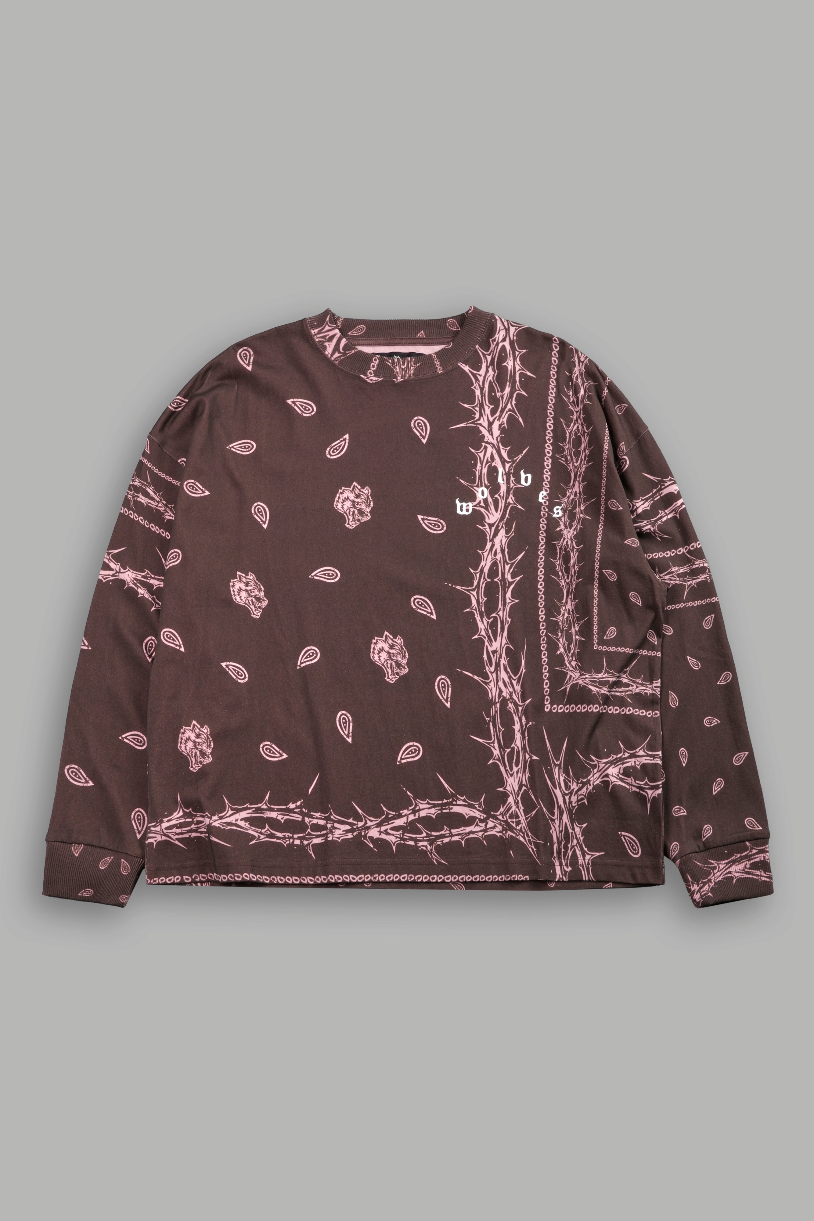 Wolves Pyramid Grunge "Box Cut" L/S Tee in Desert Dust Thorn Paisley — imagem 1