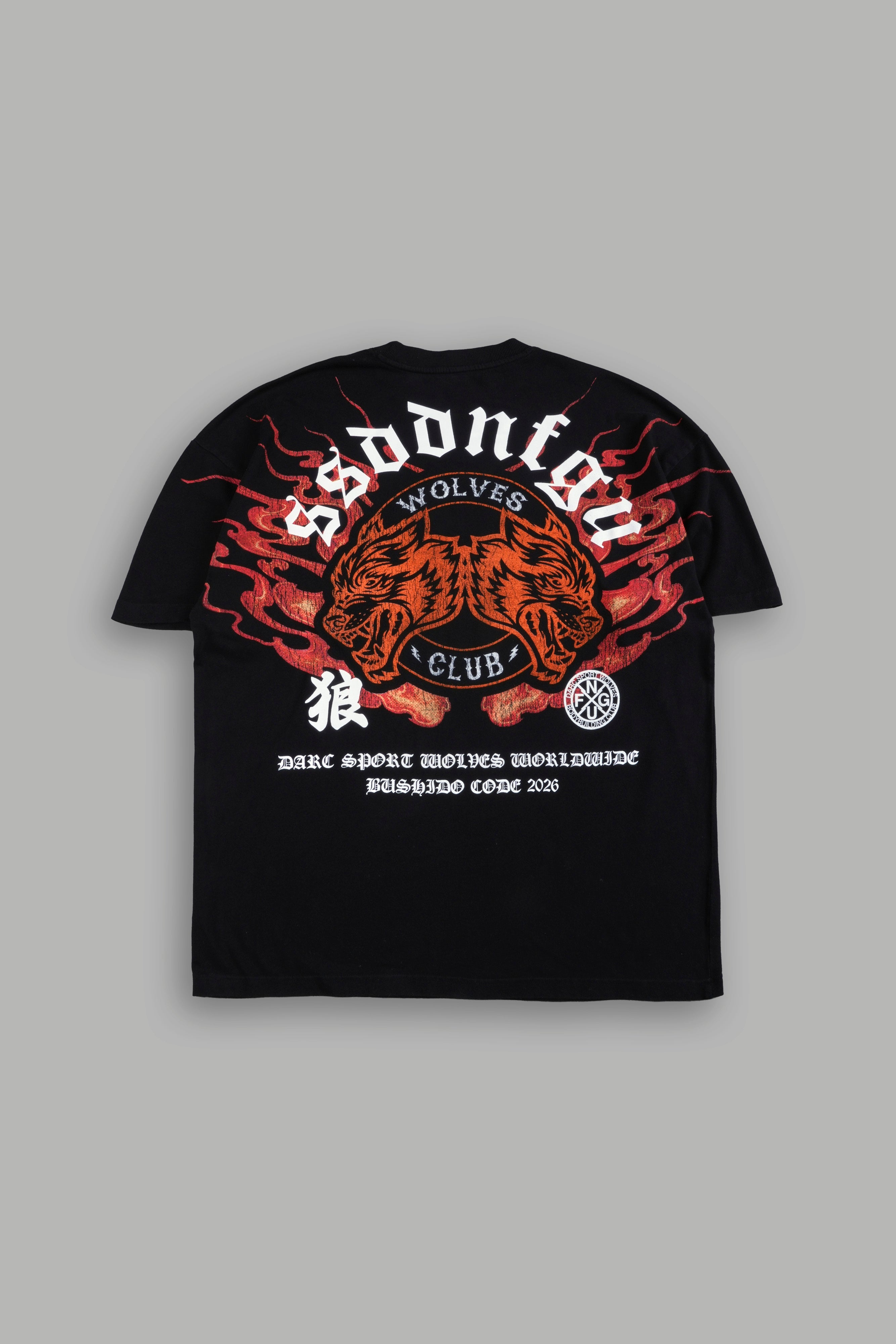 Wolves Club Oni Inferno Premium Oversized Tee in Black — imagem 3