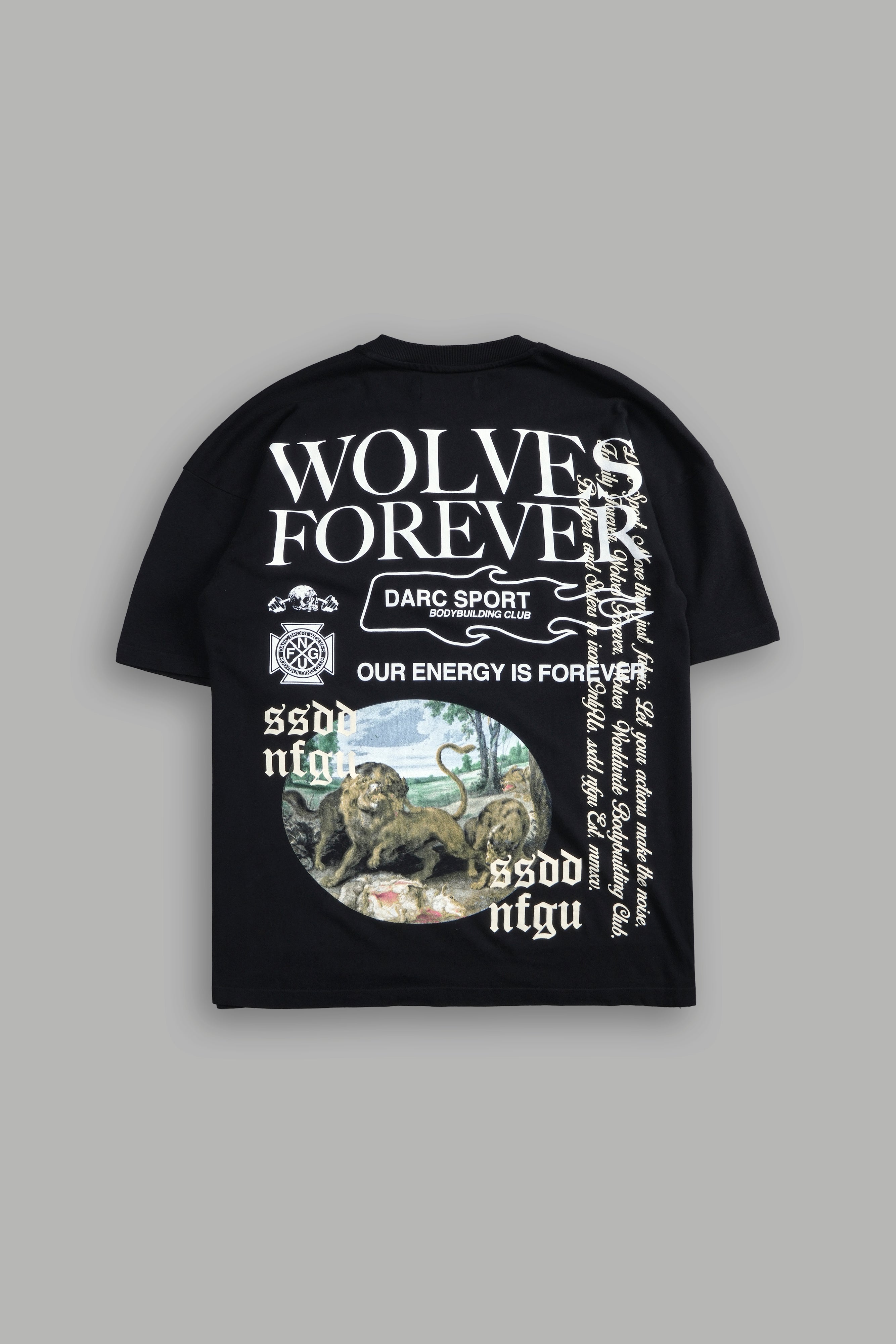 Three Wolves "Premium" Oversized Tee in Black — imagem 1