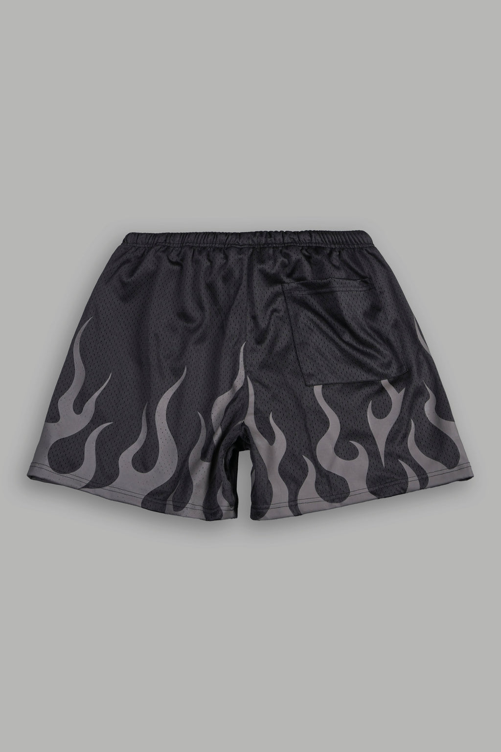On Fire Applique Mesh Shorts In Black