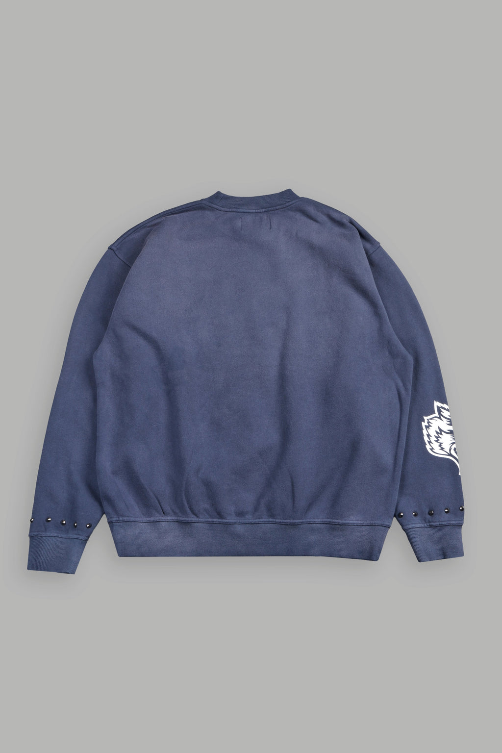 Studded Mantra London Crewneck In Storm Blue Super Sun Fade