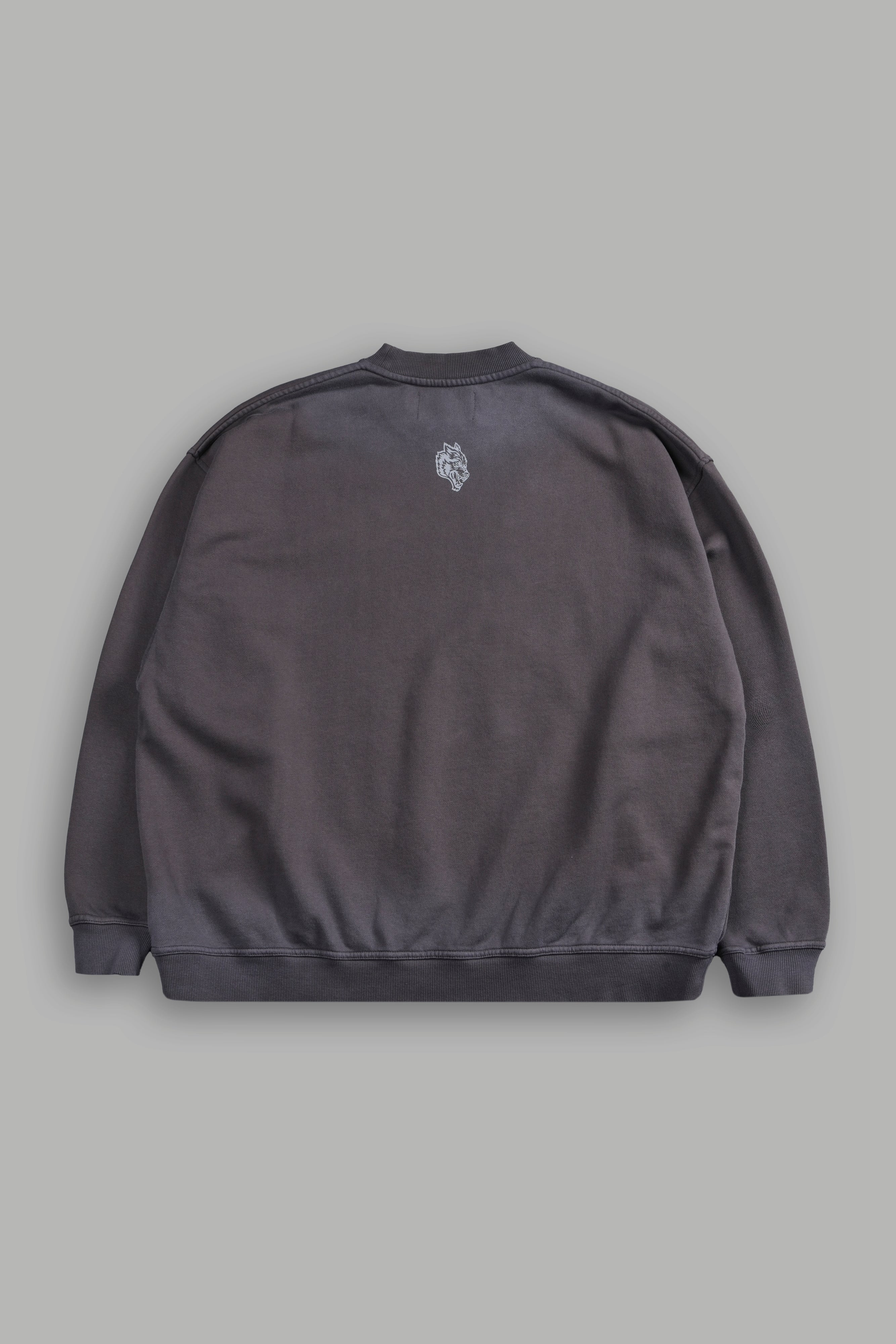 Darc Sport MMXV Grunge Oversized London Unisex Crewneck in Wolf Gray Drift Wash — imagem 3