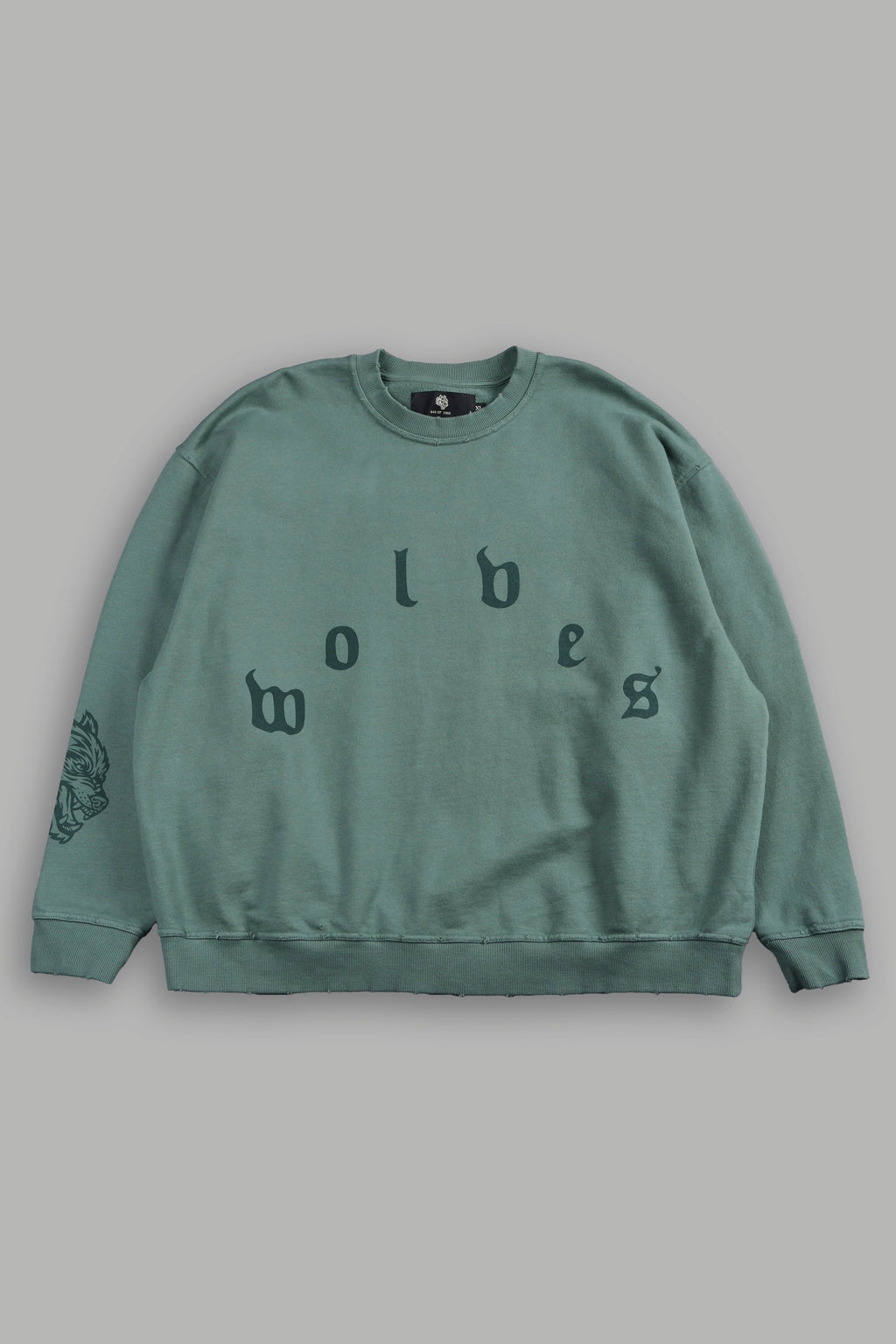 Forever Our Core Grunge Distressed Oversized London Crewneck In Hunter Green - imagem 1