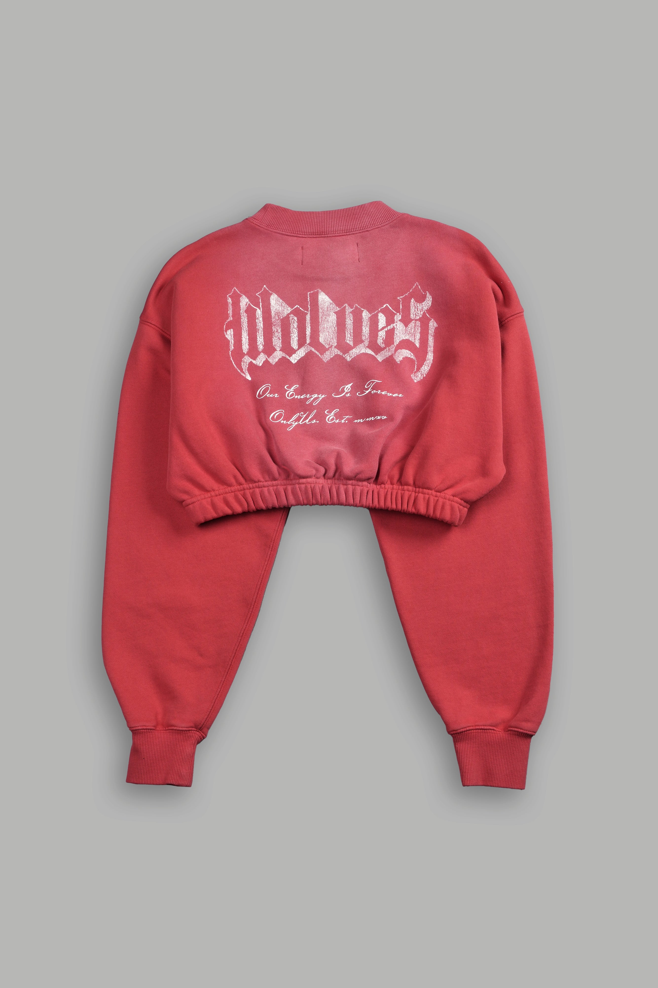 Her Darcness "Gwen" (Cropped) Crewneck in Roman Red Tonal Sun Fade — imagem 4