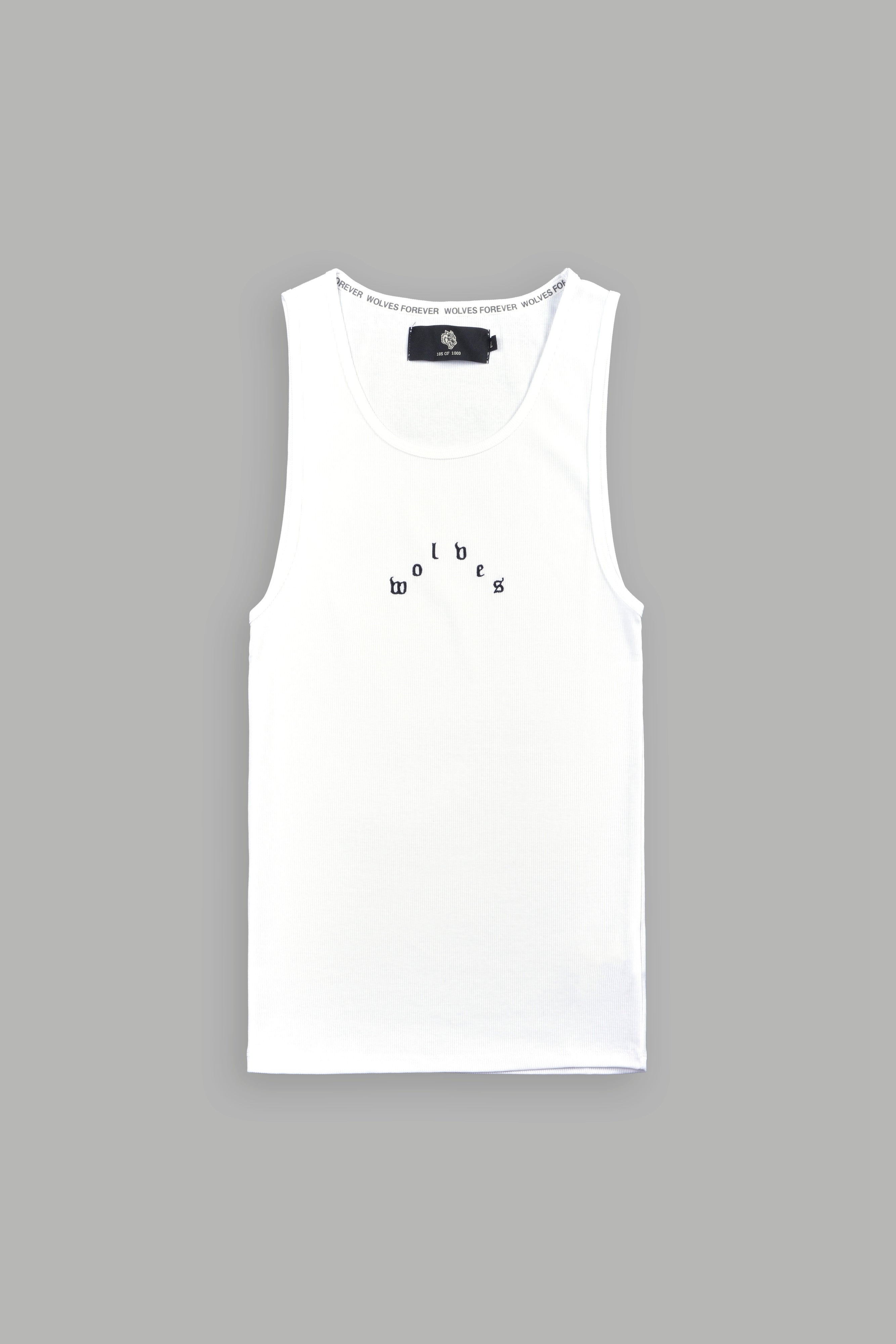 Wolves Pyramid Ribbed Tank V2 in White — imagem 1