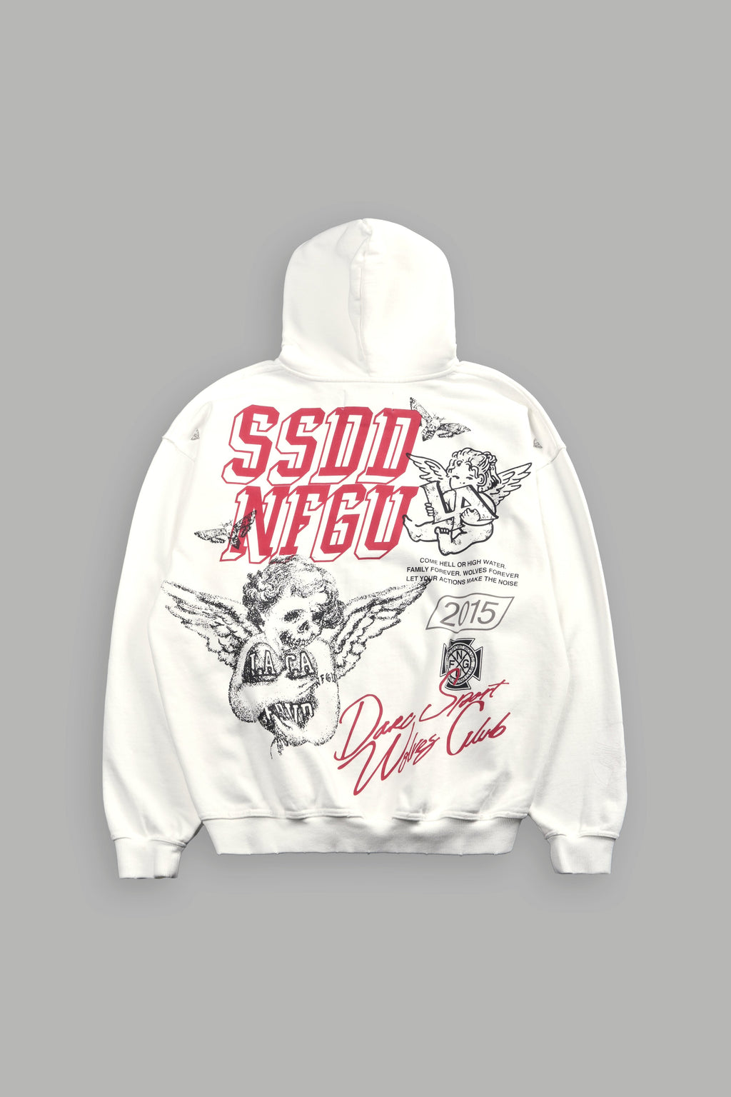 La Ca Frvr Grunge Moatis Zip Hoodie in Cream — imagem 1