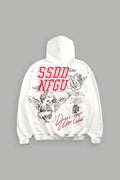 La Ca Frvr Grunge Moatis Zip Hoodie in Cream — imagem 1