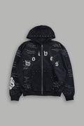 Thorns Frvr Grunge Moatis Zip Hoodie In Black