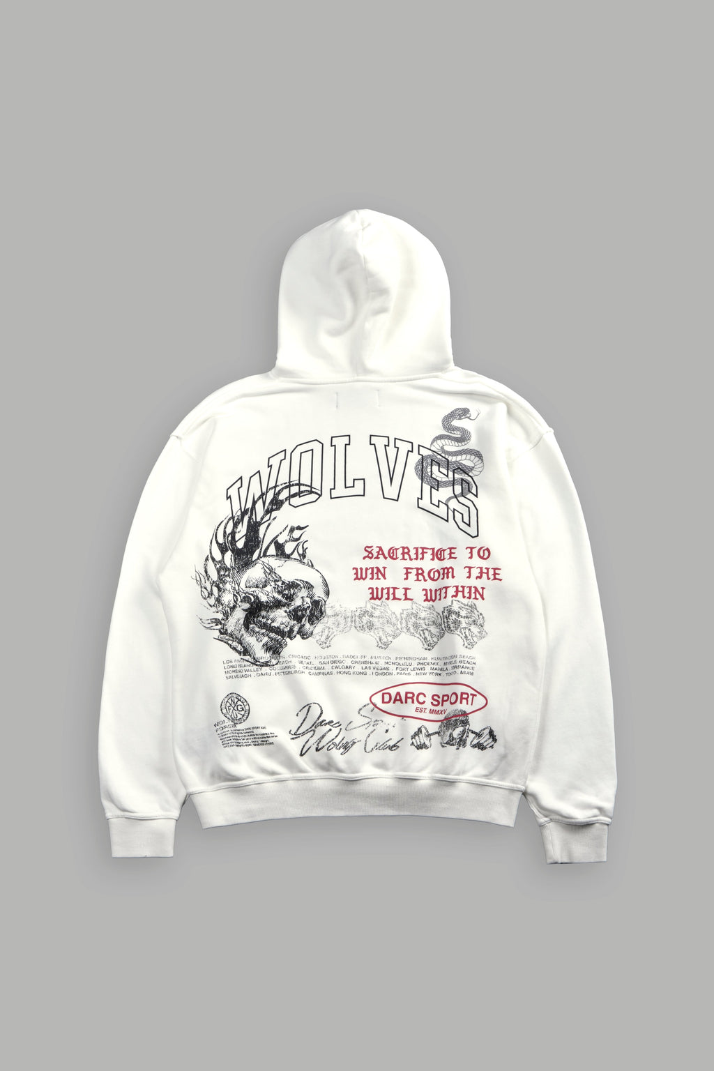 Flame Skull Pierce Hoodie in Cream — imagem 1