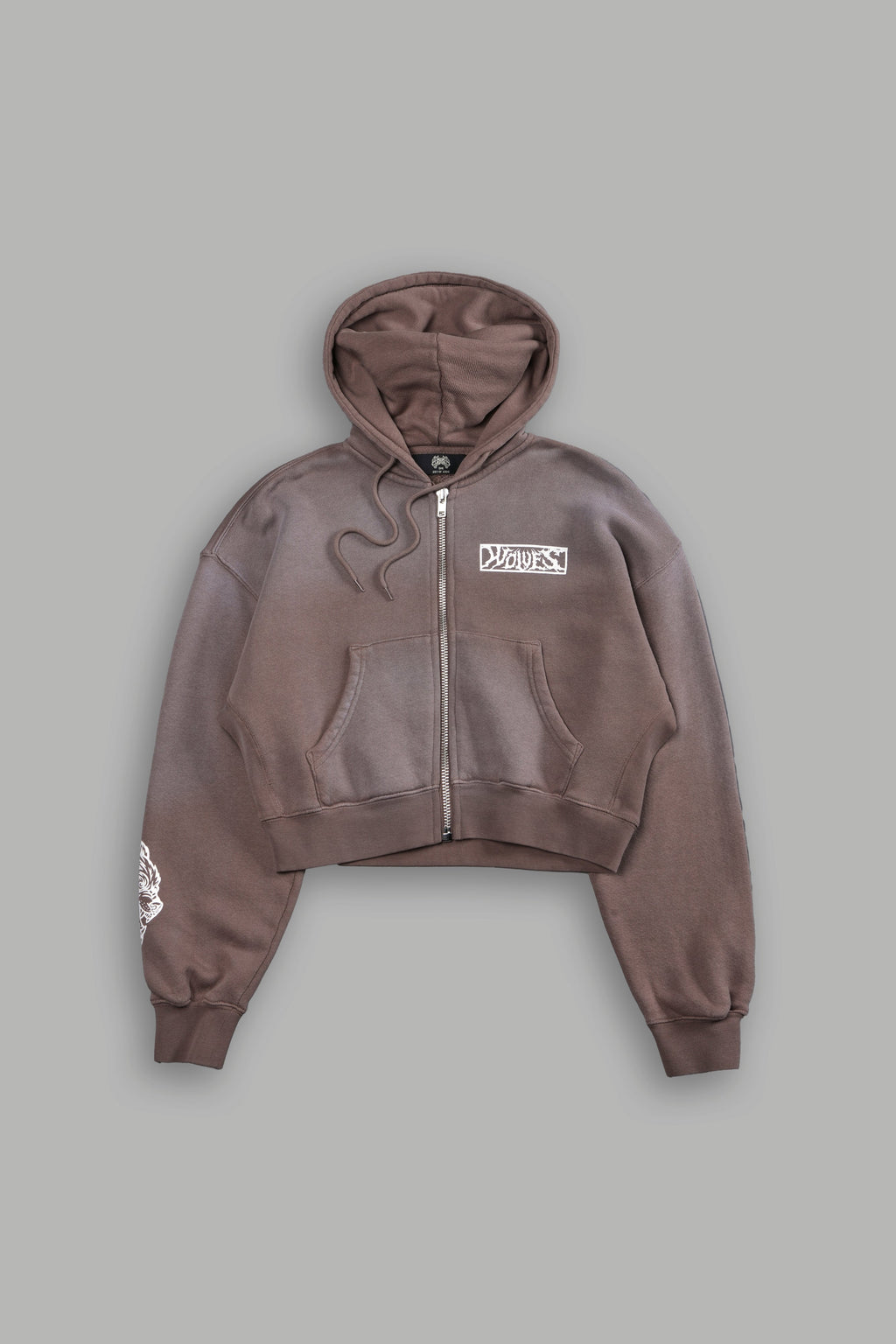 Midnight Wolves "Sage" Cropped Zip Hoodie in Mojave Brown Drift Wash — imagem 7