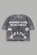 Gates Inferno Premium Raw Hem Box Cut Tee in Slate Gray Drift Wash — imagem 1