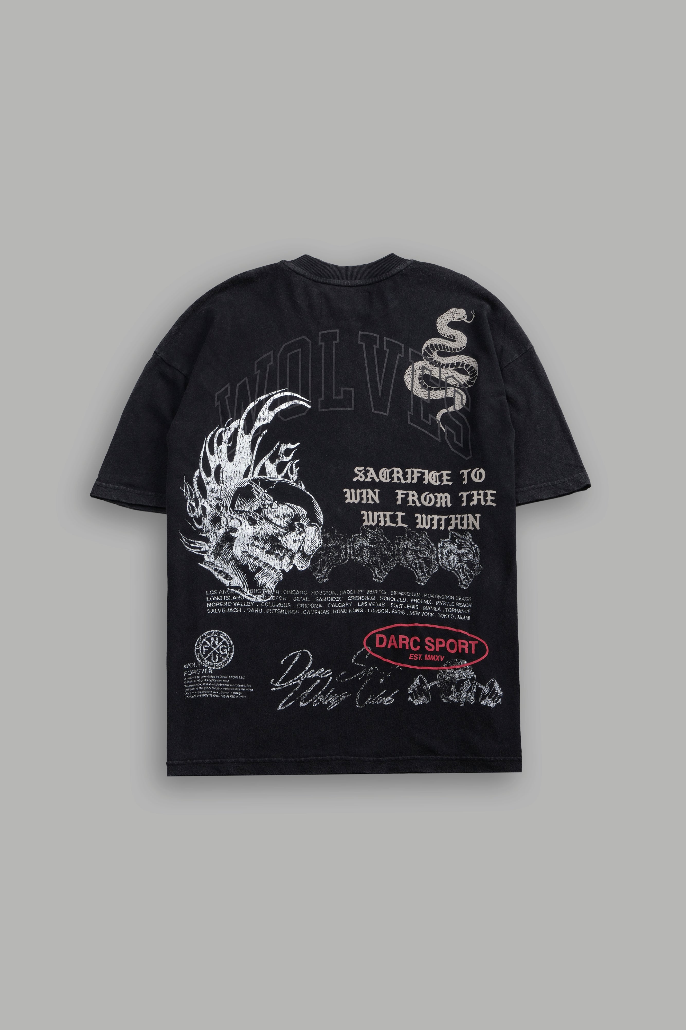 Flame Skull Premium Oversized Tee in Black — imagem 1