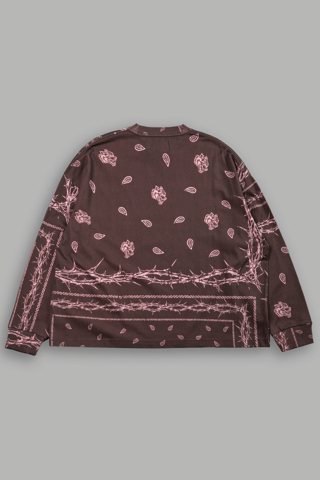 Wolves Pyramid Grunge "Box Cut" L/S Tee in Desert Dust Thorn Paisley — imagem 3