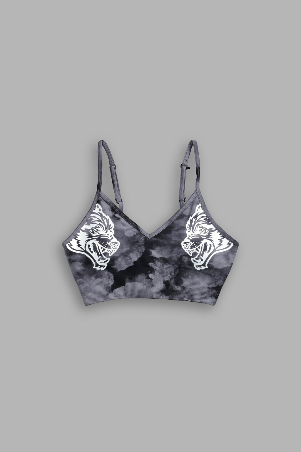 Dual Wolf Chopper "Everson Seamless" Sports Bra in Black Ghost Clouds - imagem 6
