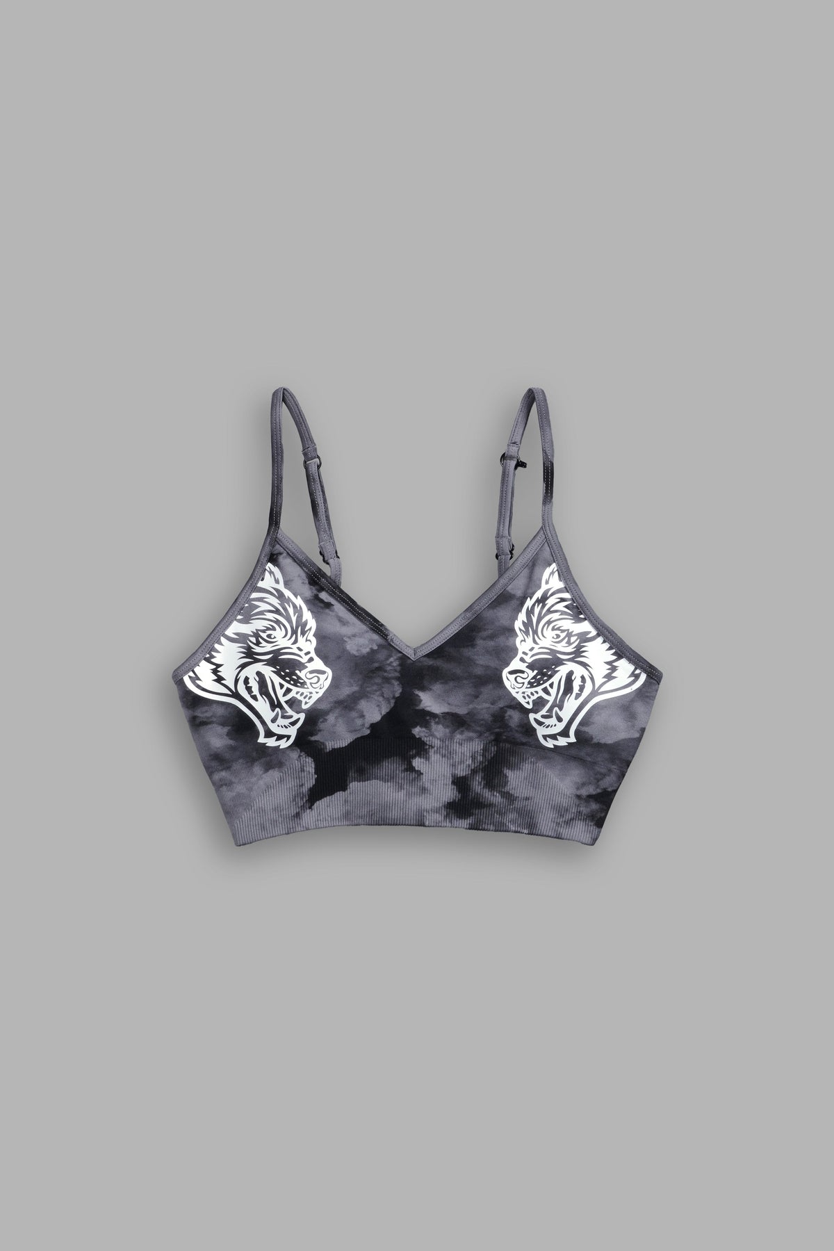 Dual Wolf Chopper "Everson Seamless" Sports Bra in Black Ghost Clouds - imagem 6