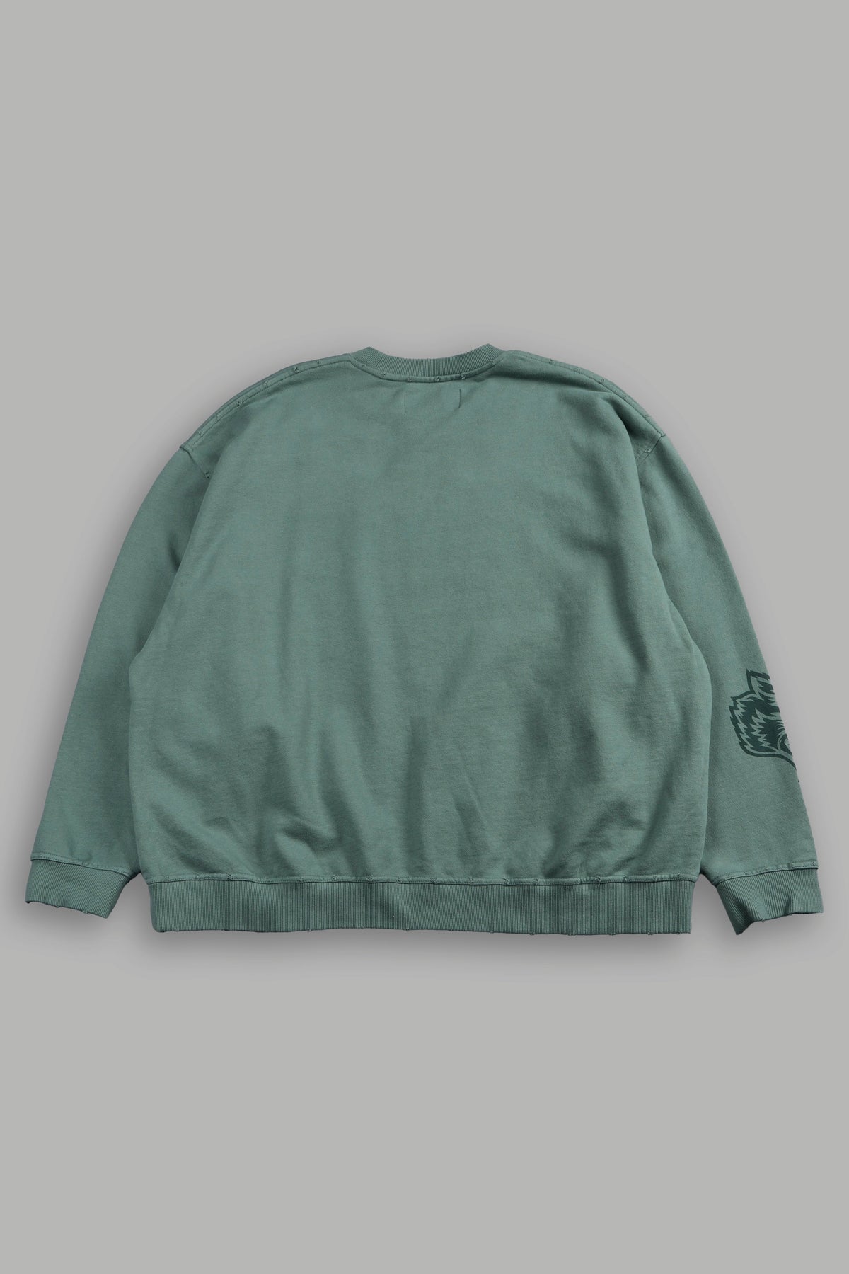 Forever Our Core Grunge Distressed Oversized London Crewneck In Hunter Green - imagem 3